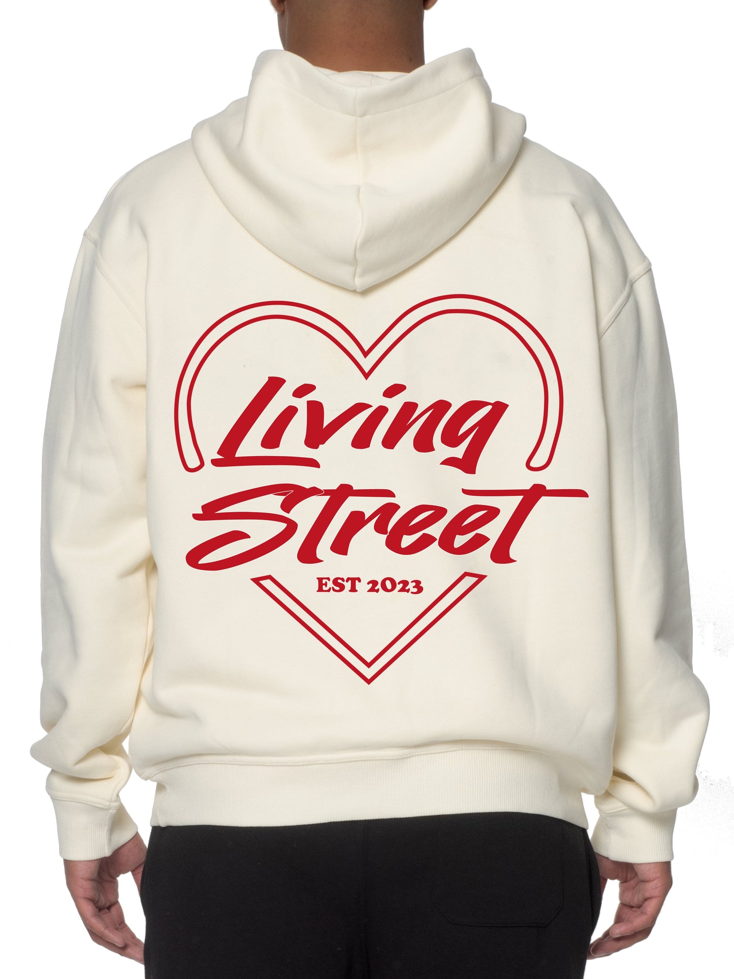 Hoodie Beige "RED HEART"
