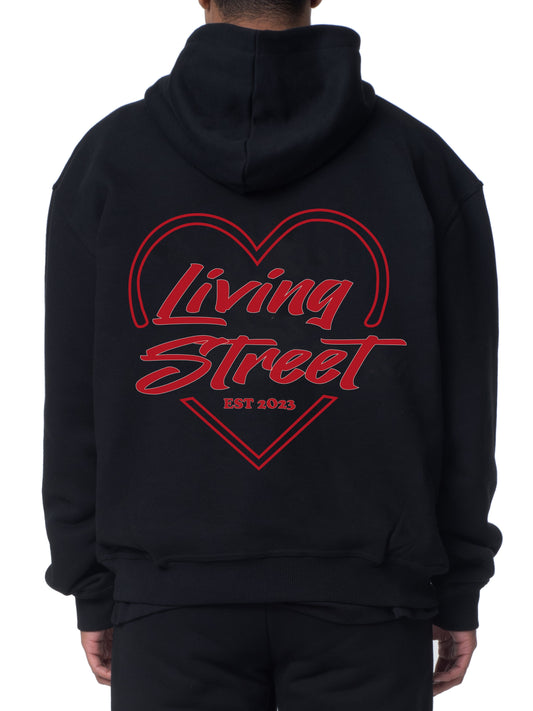 Hoodie Black "RED HEART"