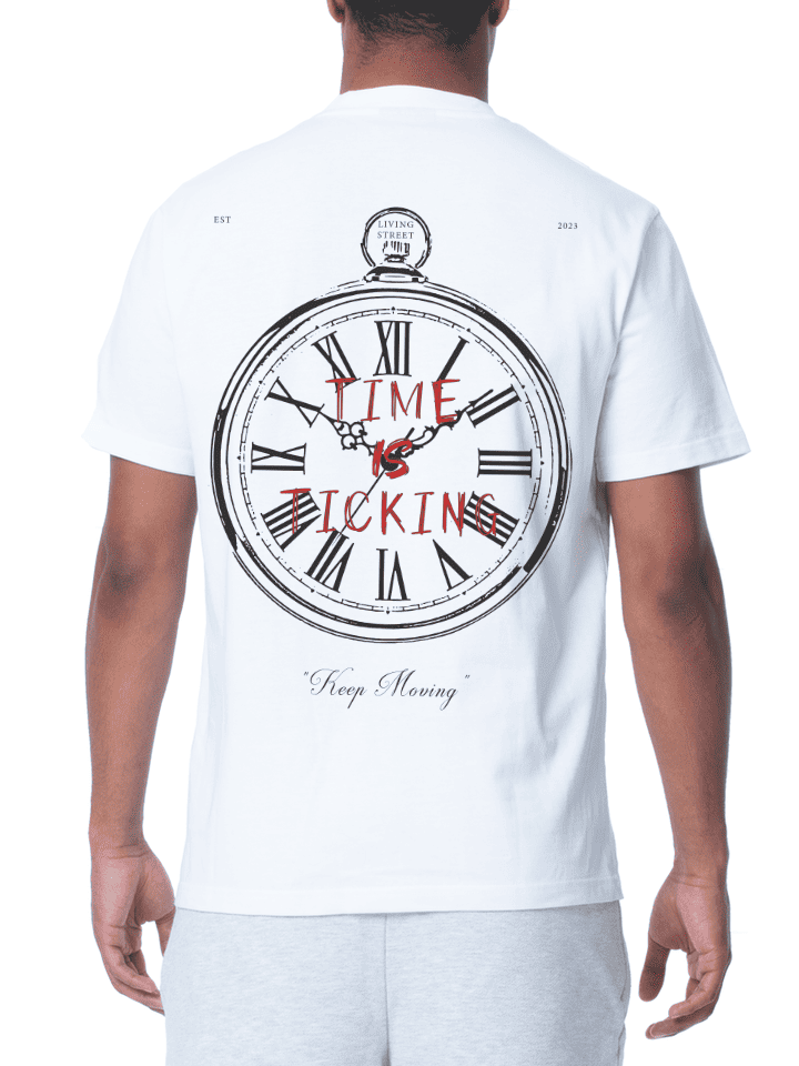 T-Shirt White "Time Is Ticking"