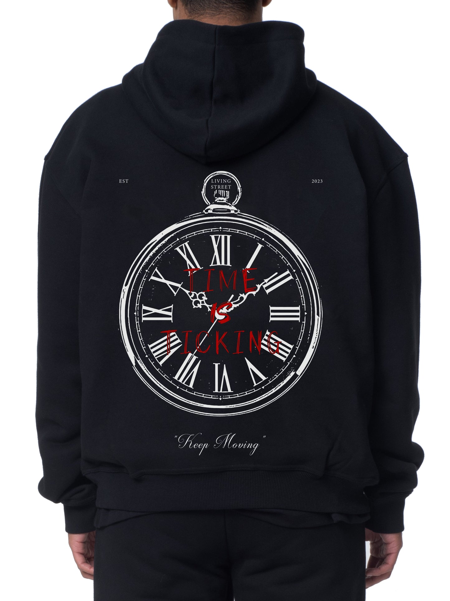 Hoodie Black "Time Is Ticking"